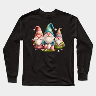 Funny Spring Gnomes Easter Egg Hunting Long Sleeve T-Shirt